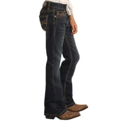 Girls Rock & Roll Denim Dark Wash Stretch Bootcut Jean -Rock & Roll G5 1700 2