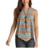 Panhandle White Label Ladies Stripe Print Multi-Color Tank Top L7T3445 -Rock & Roll L7T3445 A