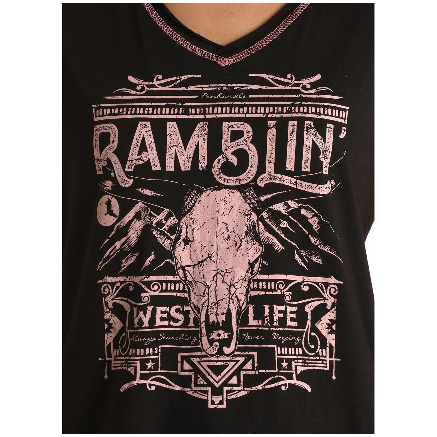Panhandle White Label Ladies Ramblin Western Black T-shirt L9T3423 4 Panhandle White Label Ladies Ramblin Western Black T-shirt L9T3423 - Image 2