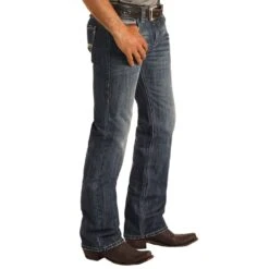 Rock N Roll Cowboy Men's And Pistol Straight Dark Wash Jeans -Rock & Roll M1P8282 2