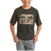 Rock & Roll Denim Boy's Pow Wow Bull Skull Print Black T-Shirt P3T3361 -Rock & Roll P3T3361