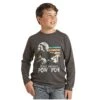 Rock & Roll Denim Boy's Dale Brisby Charcoal Long Sleeve T-Shirt P4T2617 -Rock & Roll P4T2617