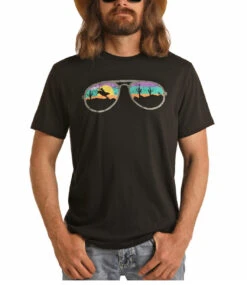 Rock & Roll Cowboy Men's Dale Brisby Black Graphic T-Shirt P9-6500