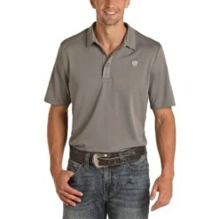 Rock & Roll Cowboy Men's Short Sleeve Grey Polo P9P8016-05