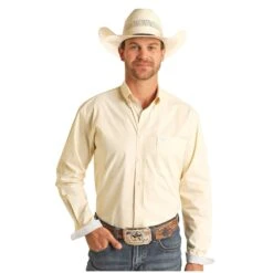 Rock & Roll Cowboy Men's Micro Pinstripe Yellow Button Down Shirt