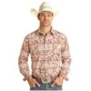 Rock & Roll Cowboy Men's Horizontal Distressed Aztec Snap Shirt R0S3281 -Rock & Roll R0S3281