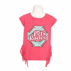 Rock & Roll® Girls Let's Rodeo Aztec Hot Pink Graphic T-shirt G3T3345