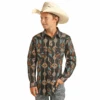 Rock & Roll Cowboy® Youth Boy's Black Aztec Button Shirt RRBS2SRZ7T-87 -Rock & Roll RRBS2SRZ7T 87