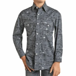 Rock & Roll Cowboy® Youth Boy's Conversational Snap Shirt RRBSOSR08X