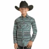 Rock & Roll® Youth Boy's Blue Aztec Striped Snap Up Shirt RRBSOSRZ1G-45 -Rock & Roll RRBSOSRZ1G 45