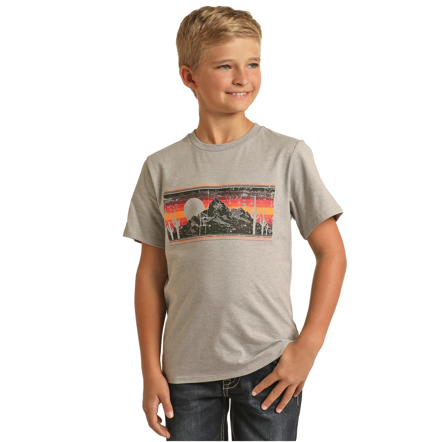 Rock & Roll Denim Kid's Grey Mountain Graphic T-Shirt RRBT21R061-05 3 Rock & Roll Denim Kid's Grey Mountain Graphic T-Shirt RRBT21R061-05