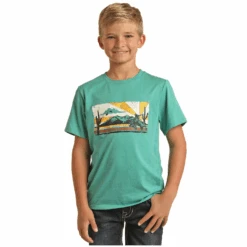 Rock & Roll® Youth Boy's Turquoise Desert Print T-Shirt RRBT21R064-86