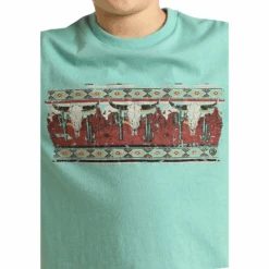 Rock & Roll Cowboy® Youth Boy's Longhorn Blue T-Shirt RRBT21RZME-86 -Rock & Roll RRBT21RZME 86 1