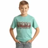 Rock & Roll Cowboy® Youth Boy's Longhorn Blue T-Shirt RRBT21RZME-86 -Rock & Roll RRBT21RZME 86