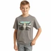 Rock & Roll Cowboy® Youth Boy's Longhorn Grey T-Shirt RRBT21RZMG-05 -Rock & Roll RRBT21RZMG 05