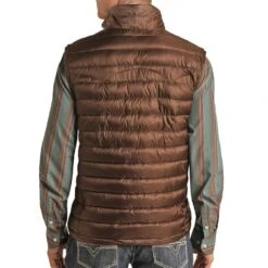 Rock N Roll Cowboy Men's Brown Poly Fill Puffer Vest -Rock & Roll RRMO98RZWE 3
