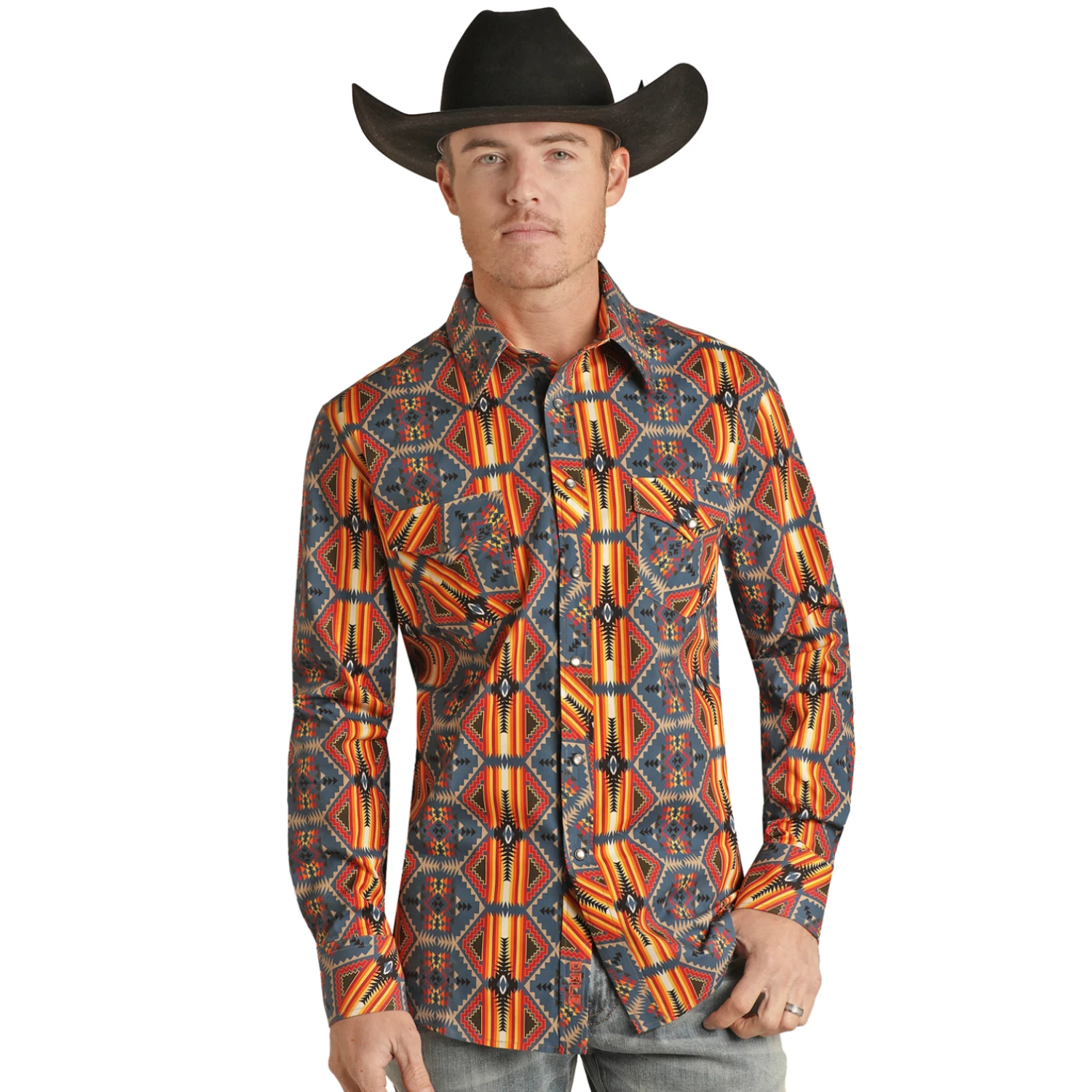 Rock & Roll Cowboy® Men's Dale Brisby Aztec Tan Snap Shirt RRMSOSR096 3 Rock & Roll Cowboy® Men's Dale Brisby Aztec Tan Snap Shirt RRMSOSR096