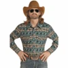 Rock & Roll® Men's Teal Dale Brisby Snap Down Shirt RRMSOSRZ0M-81 -Rock & Roll RRMSOSRZ0M 81