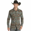 Rock & Roll® Men's Aztec Stripe Poplin Print Snap Shirt RRMSOSRZ17-81 -Rock & Roll RRMSOSRZ17 81