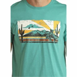Rock & Roll Unisex Turquoise Bucking Horse Sunset Tee RRUT21R064-86 7 Rock & Roll Unisex Turquoise Bucking Horse Sunset Tee RRUT21R064-86 -Rock & Roll RRUT21R064 86