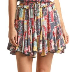 Rock & Roll Denim Women's Panhandle Multi-Print Blocked Skirt -Rock & Roll RRWB69RZN3 21