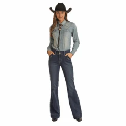 Rock & Roll Denim® Ladies Dark Wash Vintage Trouser Jeans RRWD5HR0GH -Rock & Roll RRWD5HR0GHa