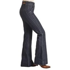Rock & Roll Denim Women's High Rise Jacquard Stripe Trouser -Rock & Roll RRWD5HRZQI 3