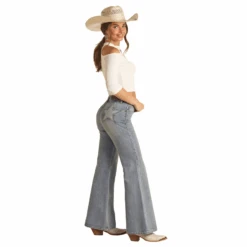 Rock & Roll Denim® Ladies Star Back Flare Jeans RRWD6HR0SO-204 -Rock & Roll RRWD6HR0SO 204 2