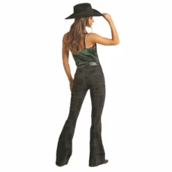 Rock & Roll Denim® Ladies Black Patched High Rise Flare Jeans RRWD6HRZQD -Rock & Roll RRWD6HRZQDc