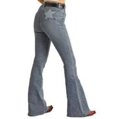Rock & Roll Denim Women's High Rise Star Back Flare Jeans -Rock & Roll RRWD6HRZTR 3