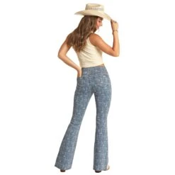 Rock & Roll Denim Womens Desert Print Button Flare Jeans -Rock & Roll RRWD6PR17C 02