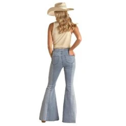 Rock & Roll Denim Womens Two Tone Bell Bottom Jeans -Rock & Roll RRWD7PR1AP 02