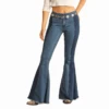 Rock & Roll® Ladies Two Tone Medium Wash Button Bell Bottoms RRWD7PRZU9 -Rock & Roll RRWD7PRZU9