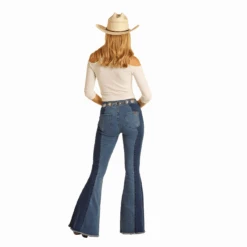 Rock & Roll® Ladies Two Tone Medium Wash Button Bell Bottoms RRWD7PRZU9 -Rock & Roll RRWD7PRZU9 2