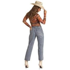 Rock & Roll Denim Womens Distressed Straight Crop -Rock & Roll RRWD9HR100 02