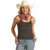 Rock & Roll Cowgirl® Ladies Exposed Seam Black Tank Top RRWT20R0Y6-01 -Rock & Roll RRWT20R0Y6 01