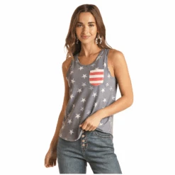 Rock & Roll® Ladies Stars & Stripes Blue Tank Top RRWT20RZLW