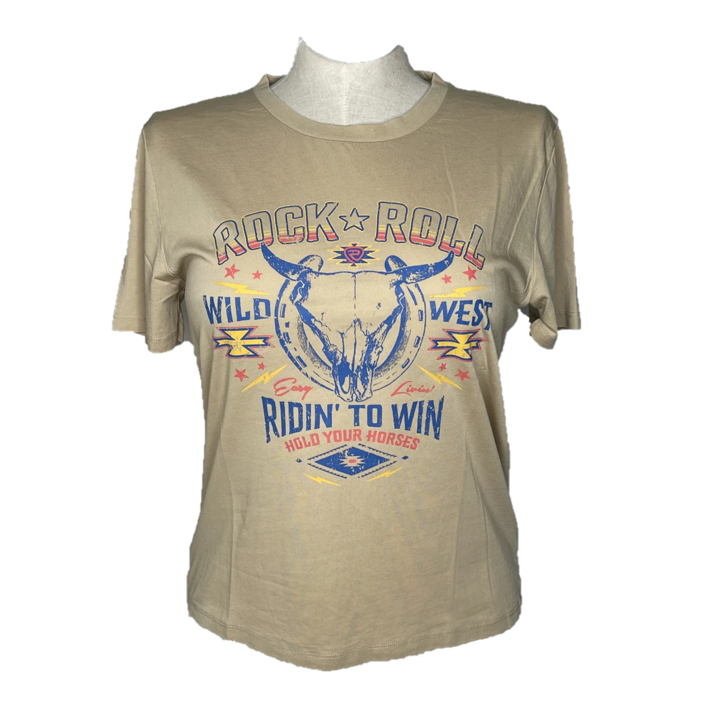 Rock & Roll Cowgirl® Ladies Beige Western Graphic T-Shirt RRWT21R0YS 3 Rock & Roll Cowgirl® Ladies Beige Western Graphic T-Shirt RRWT21R0YS