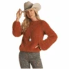 Rock & Roll® Ladies Fuzzy Solid Rust Sweater RRWT32R042-90 -Rock & Roll RRWT32R042 90