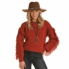 Rock & Roll Denim® Fringe Cable Knit Rust Sweater RRWT32R0C3 -Rock & Roll RRWT32R0C3a