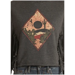 Rock & Roll® Ladies Desert Fringe Black Graphic Shirt RRWT91R059-01 -Rock & Roll RRWT91R059 01 52