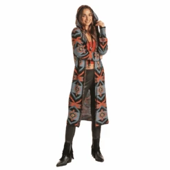 Rock & Roll Cowgirl Ladies Multicolor Aztec Knit Cardigan RRWT95R03Y-99
