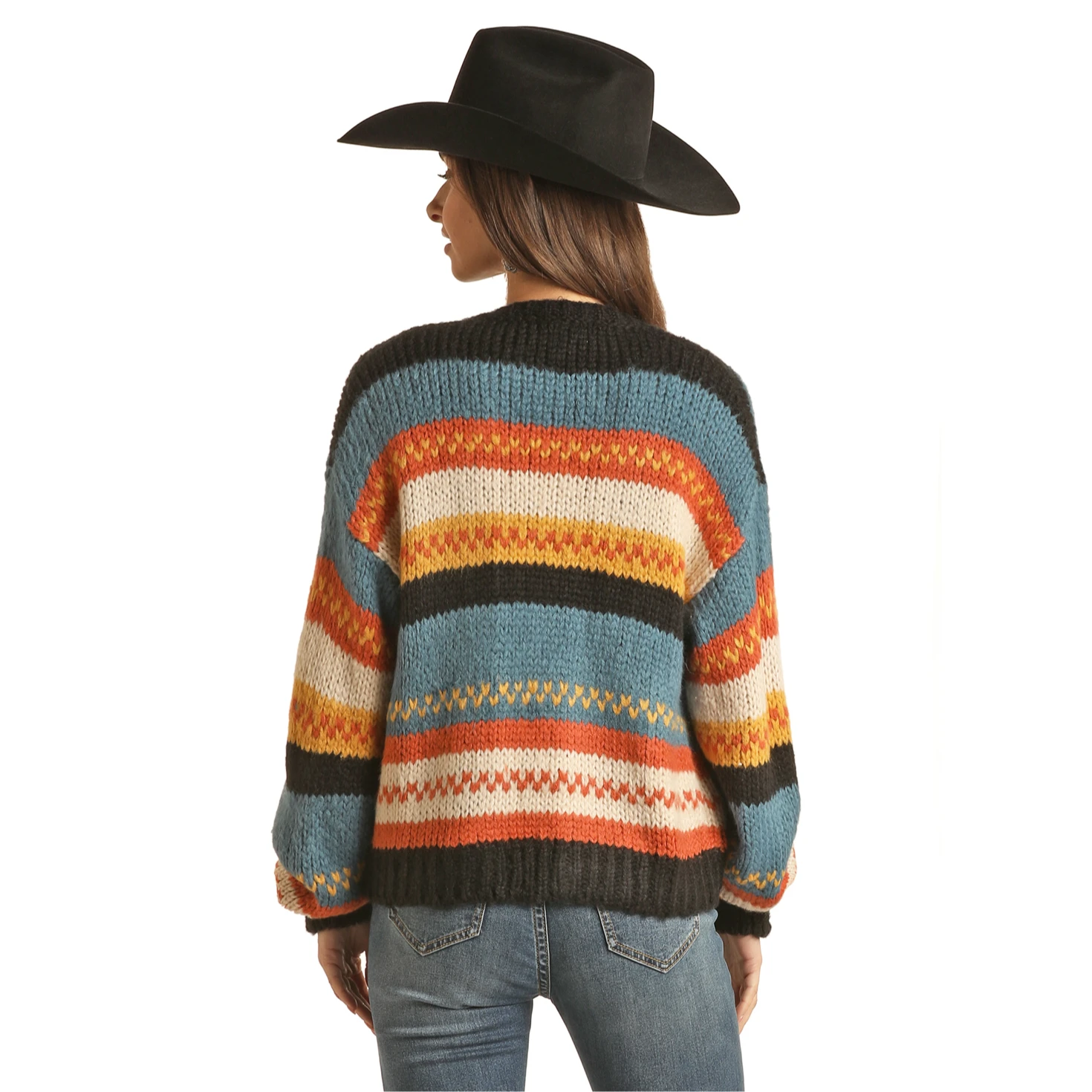 Rock & Roll Cowgirl Ladies Stripe Knit Open Cardigan RRWT95R04U-90 4 Rock & Roll Cowgirl Ladies Stripe Knit Open Cardigan RRWT95R04U-90 - Image 2