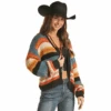 Rock & Roll Cowgirl Ladies Stripe Knit Open Cardigan RRWT95R04U-90 -Rock & Roll RRWT95R04U 90