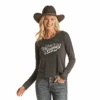 Rock & Roll Cowgirl® Whiskey River Long Sleeve Graphic T-Shirt 48T2382 -Rock & Roll Untitled3216549871