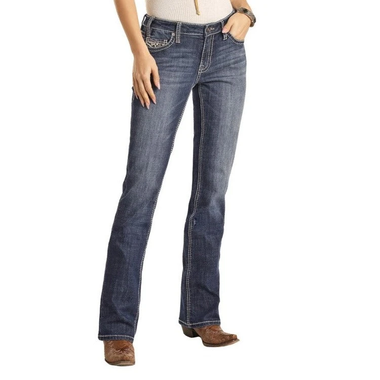 Rock & Roll Denim Juniors Medium Wash Mid Rise Jeans W1-3542 3 Rock & Roll Denim Juniors Medium Wash Mid Rise Jeans W1-3542
