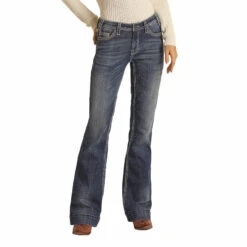 Rock & Roll Denim Ladies Mid Rise Dark Vintage Trouser Jeans W8M9516 -Rock & Roll W8M9516