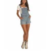 Rock & Roll Cowgirl Ladies Striped Denim Short Overalls WA-9752 -Rock & Roll WA 9752