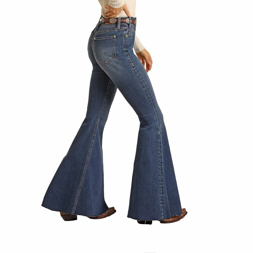 Rock & Roll Denim Ladies High Rise Bell Bottom Jeans WHB1670 5 Rock & Roll Denim Ladies High Rise Bell Bottom Jeans WHB1670 - Image 3