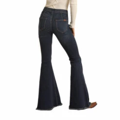 Rock & Roll Cowgirl Ladies Dark Wash Bargain Bell Bottoms WPB1657 -Rock & Roll WPB1657 B